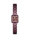 Tory Burch Women's The Kira Square Purple Stainless Steel Bracelet Watch 18mm In Purple/purple
