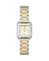 Tory Burch Women's The Kira Square Two-tone Stainless Steel Bracelet Watch 18mm In White/two Tone