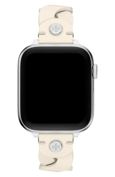 Tory Burch The Miller Braided Leather 20mm Apple Watch® Watchband In Black