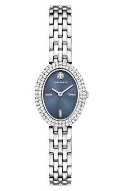 TORY BURCH TORY BURCH THE OVAL CRYSTAL BEZEL BRACELET WATCH, 22MM X 28MM