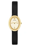 Tory Burch Women's The Oval Black Leather Strap Watch 22mm In Black
