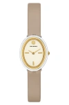 Tory Burch Women's The Oval Gray Leather Strap Watch 22mm In Gray