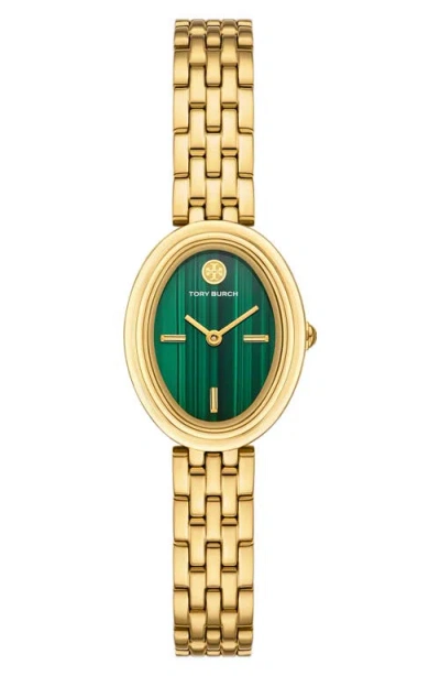 TORY BURCH TORY BURCH THE OVAL MALACHITE BRACELET WATCH, 22MM X 28MM