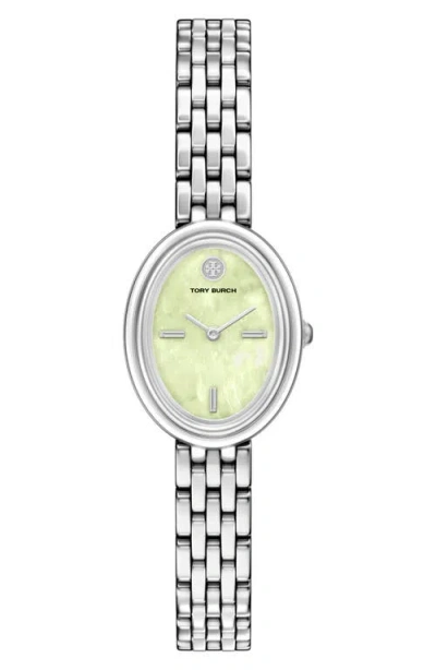 TORY BURCH TORY BURCH THE OVAL MOTHER-OF-PEARL BRACELET WATCH, 22MM X 28MM