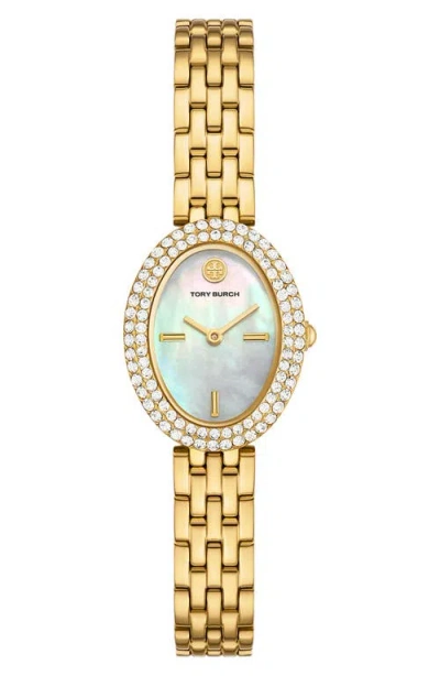 Tory Burch The Oval Two-tone Bracelet Watch, 22mm X 28mm In Gold