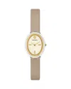 Tory Burch Women's The Oval Gray Leather Strap Watch 22mm In Cream/gray