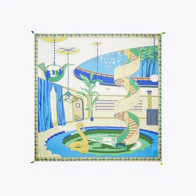 Tory Burch The Pool Silk Square Scarf In Blue