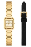 Tory Burch The Kira Square Small Watch Gift Set, 18mm X 18mm In Gold