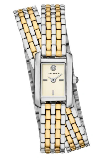 TORY BURCH TORY BURCH THE MINI ELEANOR TWO-TONE DOUBLE BRACELET WATCH, 17MM X 19MM
