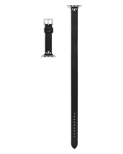Tory Burch The T Double Wrap Band For Apple Watch, 38-46mm In Black