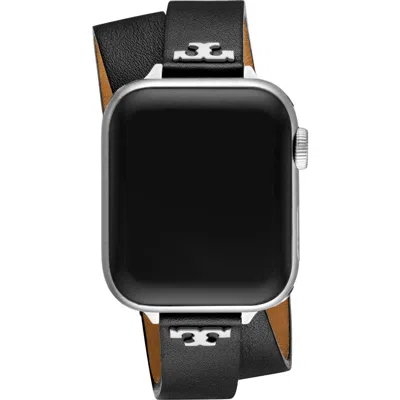 TORY BURCH TORY BURCH THE T DOUBLE WRAP LEATHER APPLE WATCH® WATCHBAND