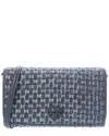 Tory Burch Thea Denim Flat Wallet Crossbody In Blue