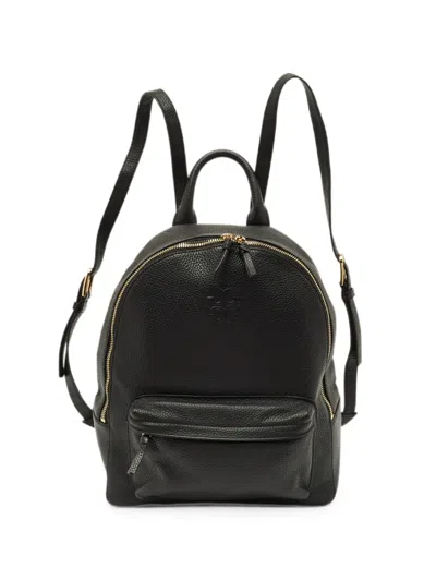 Pre-owned Tory Burch Thea Leather Backpack In Black