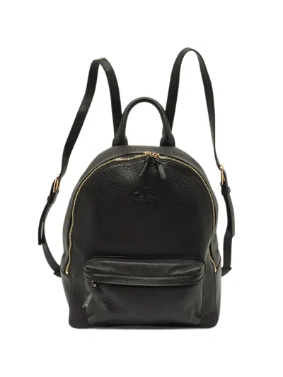 Pre-owned Tory Burch Thea Leather Backpack In Black