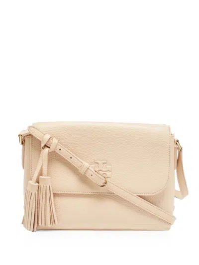 Pre-owned Tory Burch Thea Pebble-grain Shoulder Bag In Neutrals
