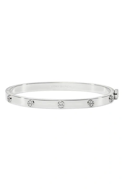 Tory Burch Thin Icon Hinge Bracelet In Metallic