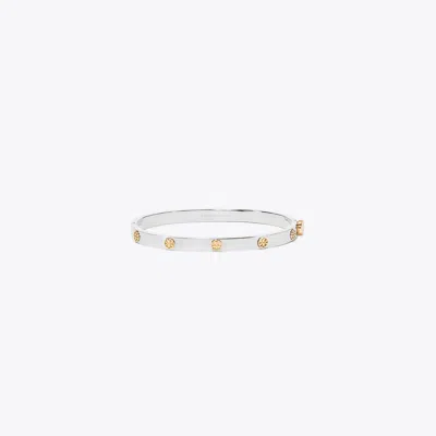 Tory Burch Thin Icon Hinge Bracelet In Silver
