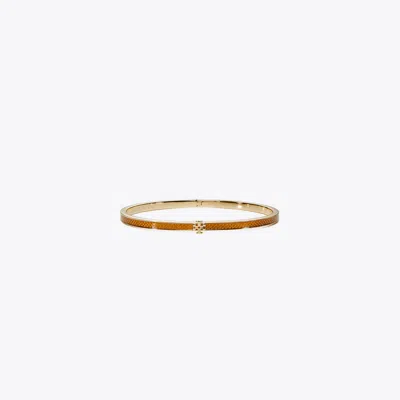 Tory Burch Thin Kira Enamel Bracelet In Tory Gold/brown