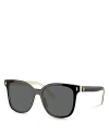 Tory Burch Women's Thin Miller 53mm Square Sunglasses In Black/gray Solid