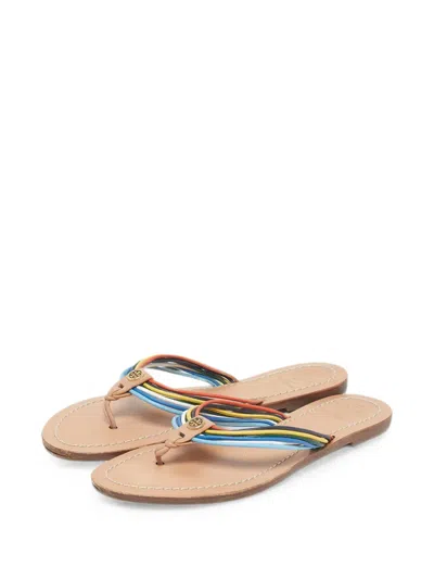 Pre-owned Tory Burch Thong-strap Flat Sandals In Neutral