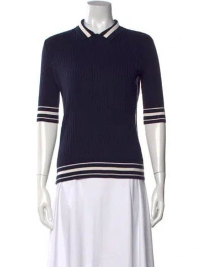 Pre-owned Tory Burch Three-quarter Sleeve Polo In Black