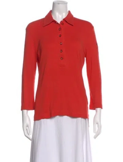 Pre-owned Tory Burch Three-quarter Sleeve Polo In Orange