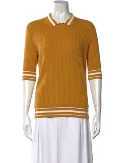 Pre-owned Tory Burch Three-quarter Sleeve Polo In Orange