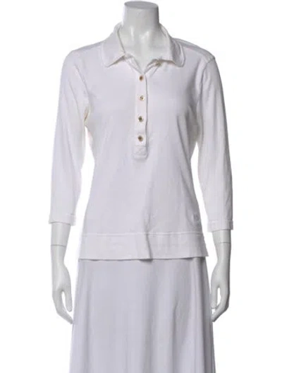 Pre-owned Tory Burch Three-quarter Sleeve Polo In White