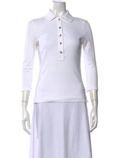 Pre-owned Tory Burch Three-quarter Sleeve Polo In White