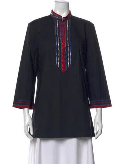Pre-owned Tory Burch Three-quarter Sleeve Tunic In Blue