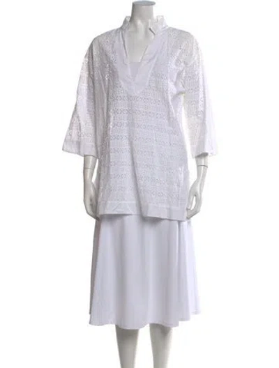 Pre-owned Tory Burch Three-quarter Sleeve Tunic In Neutral