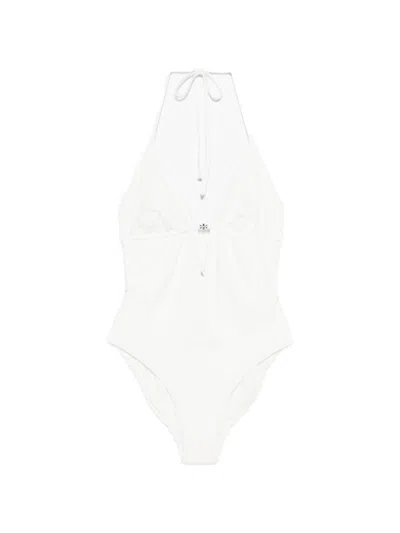 Tory Burch Logo-detail Swimsuit In White
