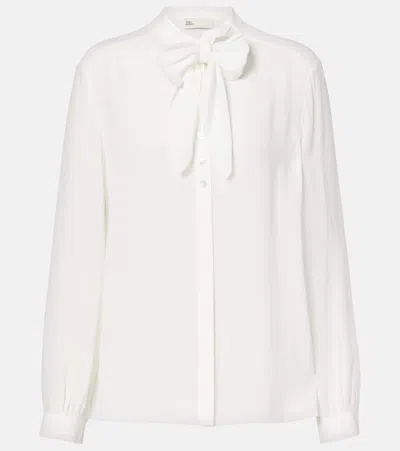 Tory Burch Tie-neck Georgette Blouse In White