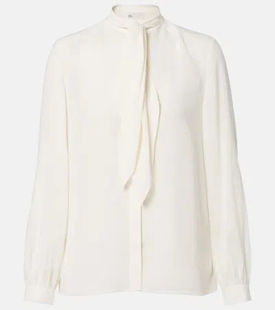 Tory Burch Tie-neck Georgette Blouse In White