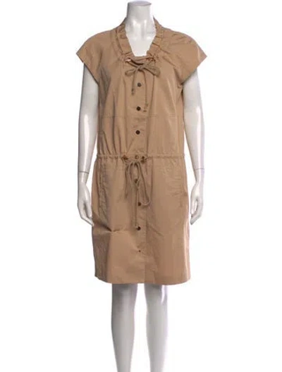 Pre-owned Tory Burch Tie Neck Knee-length Dress In Neutral