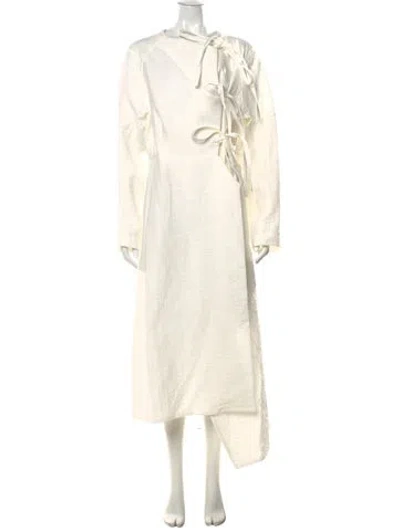 Pre-owned Tory Burch Tie Neck Long Dress W/ Tags In Neutral