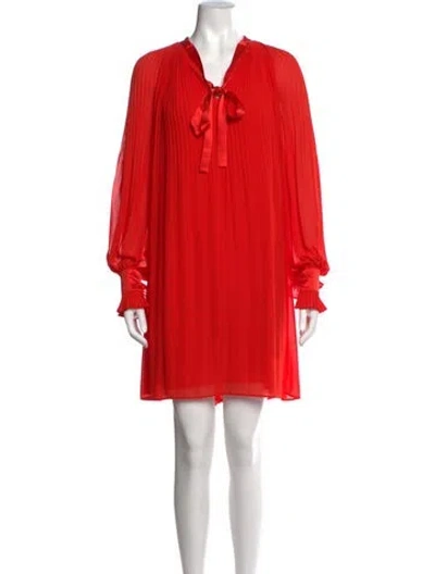 Pre-owned Tory Burch Tie Neck Mini Dress In Orange