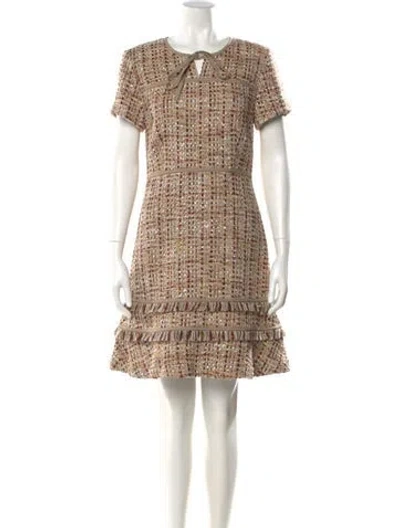 Pre-owned Tory Burch Tie Neck Mini Dress W/ Tags In Brown