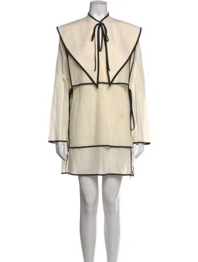 Pre-owned Tory Burch Tie Neck Mini Dress W/ Tags In Neutrals