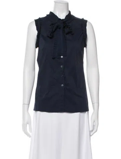 Pre-owned Tory Burch Tie Neck Sleeveless Blouse In Multi