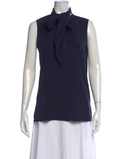 Pre-owned Tory Burch Tie Neck Sleeveless Top W/ Tags In Blue