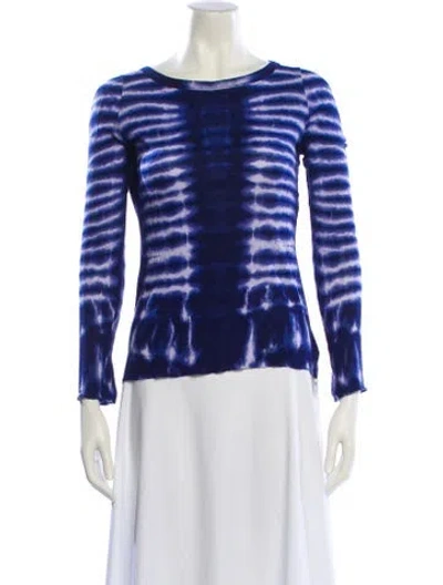 Pre-owned Tory Burch Tie-dye Print Bateau Neckline Top In Blue