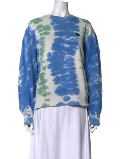 Pre-owned Tory Burch Tie-dye Print Crew Neck Sweatshirt In Blue