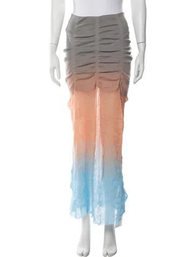 Pre-owned Tory Burch Tie-dye Print Long Skirt In Grey