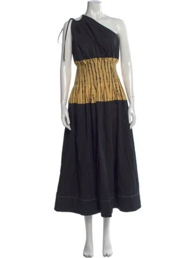 Pre-owned Tory Burch Tie-dye Print Midi Length Dress In Black