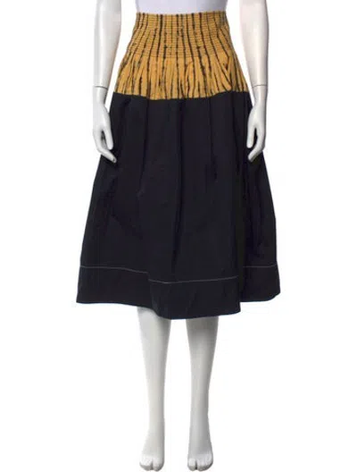Pre-owned Tory Burch Tie-dye Print Midi Length Skirt In Black