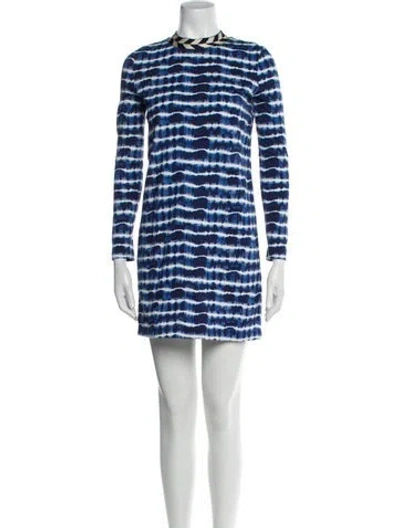 Pre-owned Tory Burch Tie-dye Print Mini Dress In Blue