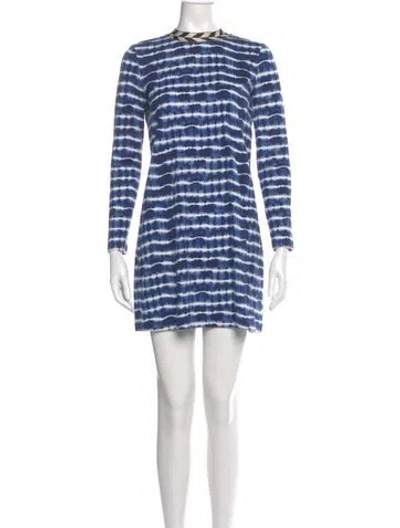 Pre-owned Tory Burch Tie-dye Print Mini Dress In Blue