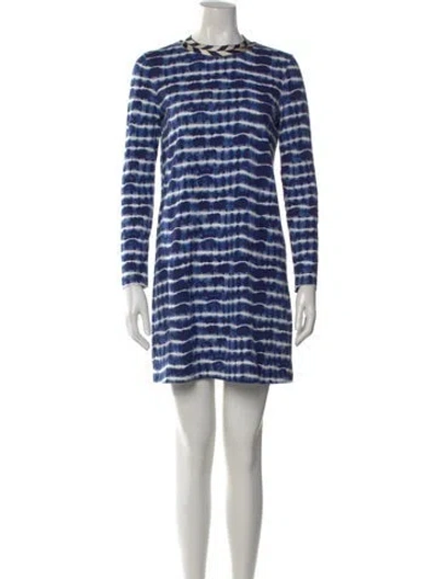 Pre-owned Tory Burch Tie-dye Print Mini Dress In Blue