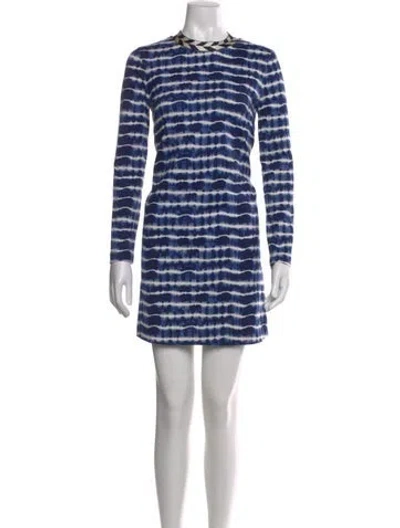 Pre-owned Tory Burch Tie-dye Print Mini Dress In Blue